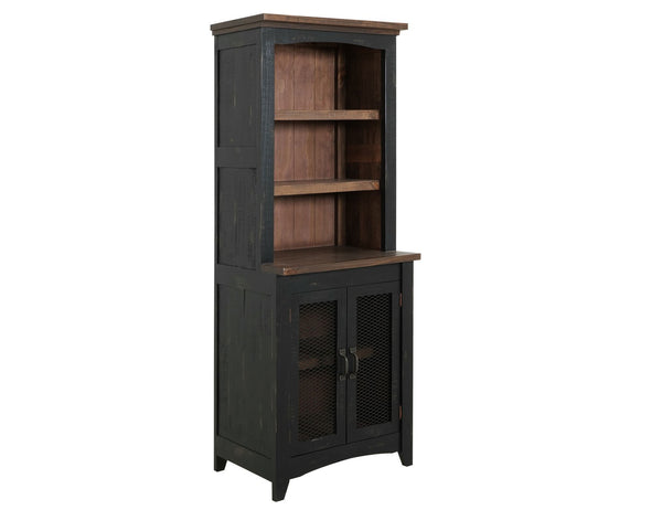 HomeRoots 72" Brown and Black Distressed Wood Dining Hutch – Stylish Storage Solution for Your Home Decor 630363