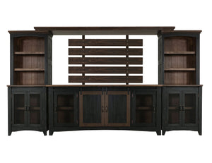 HomeRoots 72" Brown and Black Distressed Wood Dining Hutch – Stylish Storage Solution for Your Home Decor 630363