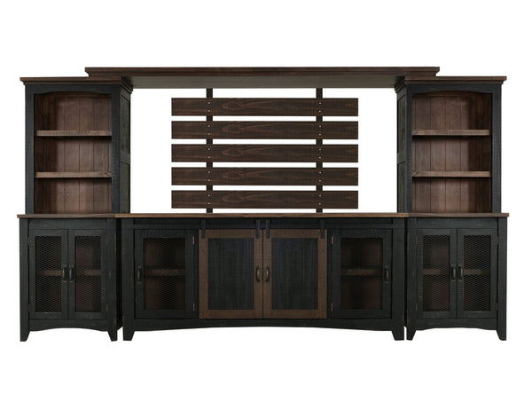 HomeRoots 72" Brown and Black Distressed Wood Dining Hutch – Stylish Storage Solution for Your Home Decor 630363