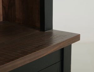 HomeRoots 72" Brown and Black Distressed Wood Dining Hutch – Stylish Storage Solution for Your Home Decor 630363