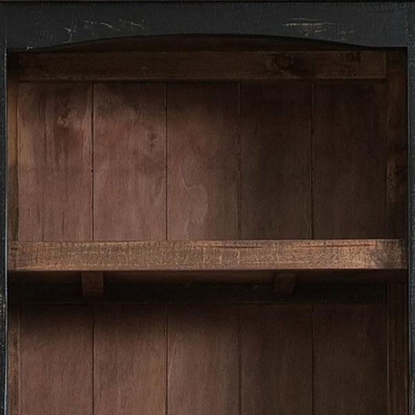 HomeRoots 72" Brown and Black Distressed Wood Dining Hutch – Stylish Storage Solution for Your Home Decor 630363