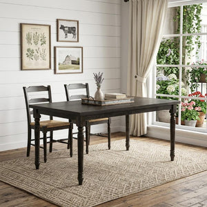 60 Inch Wood Dining Table Seats Six Solid Modern Farmhouse Style for Kitchen Gatherings