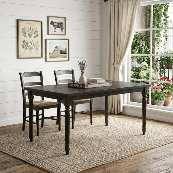 60 Inch Wood Dining Table Seats Six Solid Modern Farmhouse Style for Kitchen Gatherings