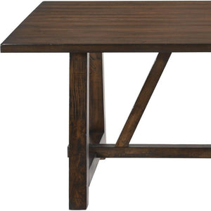 72 Inch Dark Brown Solid Wood Trestle Dining Table Seats Six for Formal Rooms