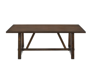 72 Inch Dark Brown Solid Wood Trestle Dining Table Seats Six for Formal Rooms