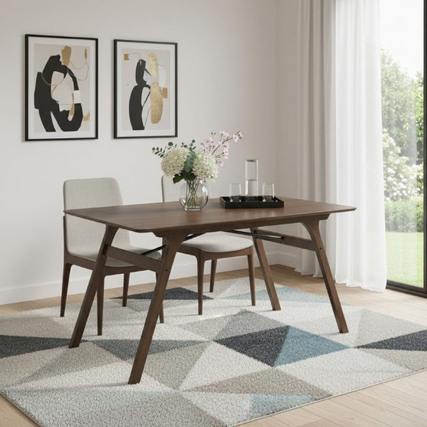 59 Inch Wood Dining Table Seats Four with Modern Style for Kitchen Gatherings