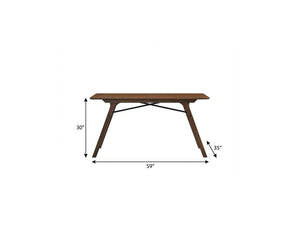 59 Inch Wood Dining Table Seats Four with Modern Style for Kitchen Gatherings