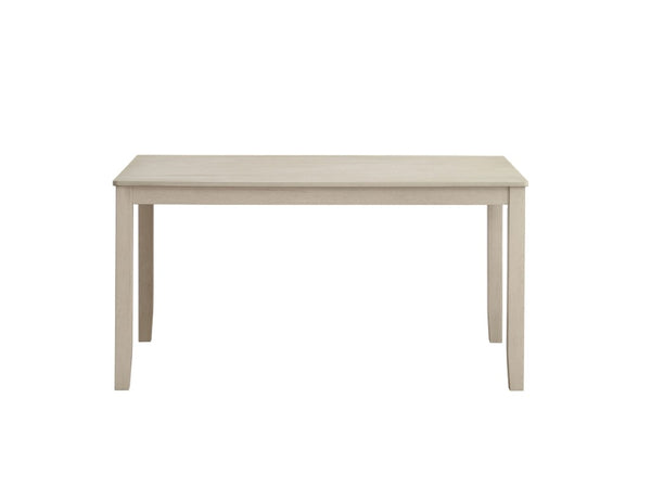 HomeRoots 59 Inch Antiqued White Wood Dining Table Farmhouse Style Seats up to Six Guests 630374