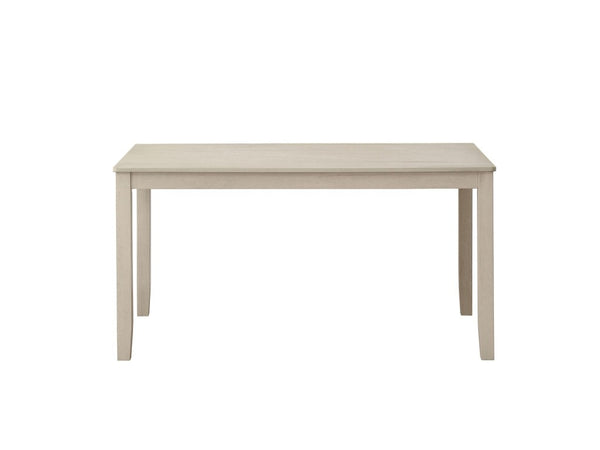 59 Inch Antiqued White Wood Dining Table Farmhouse Style Seats up to Six Guests