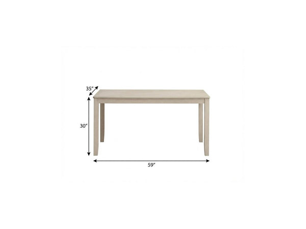 59 Inch Antiqued White Wood Dining Table Farmhouse Style Seats up to Six Guests