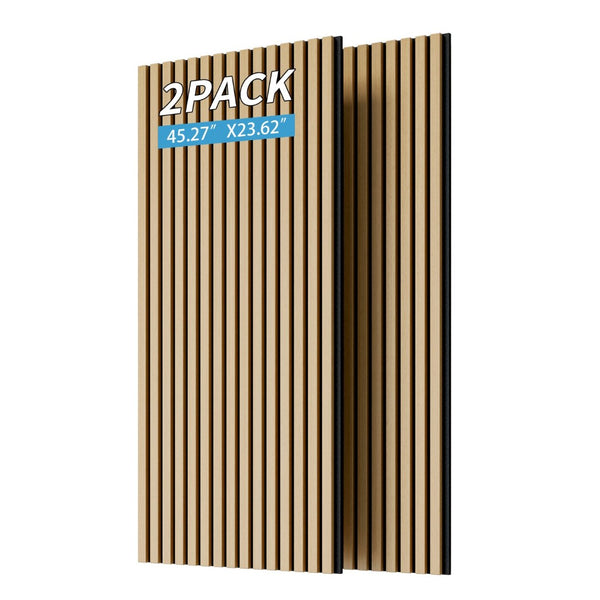 English Elm Wood Slat Acoustic Wall Panels Set of 4 Fluted Mdf for Living Room or Studio White+Oak W347P317956