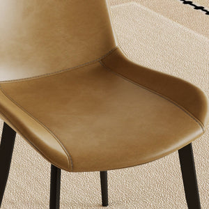 English Elm Modern PU Leather Dining Chairs with Carbon Steel Legs, Water‑Resistant, Stain‑Proof, 4-Pack for Home Brown W2699P338887