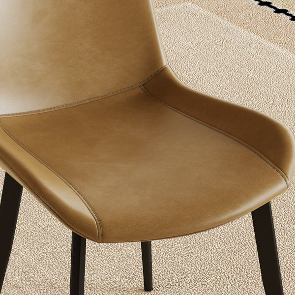 English Elm Modern PU Leather Dining Chairs with Carbon Steel Legs, Water‑Resistant, Stain‑Proof, 4-Pack for Home Brown W2699P338887