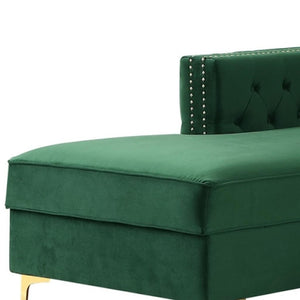 HomeRoots Hunter Green Velvet Sectional Sofa with Chaise, Storage, and Toss Pillows for Stylish Comfort 630402