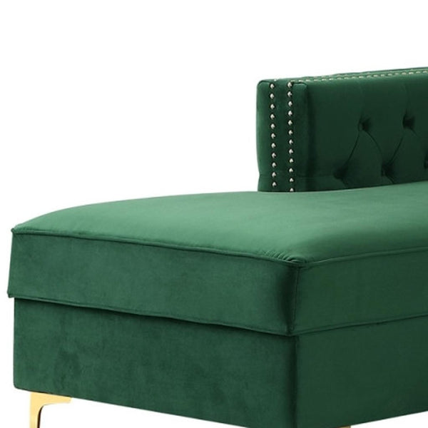 HomeRoots Hunter Green Velvet Sectional Sofa with Chaise, Storage, and Toss Pillows for Stylish Comfort 630402