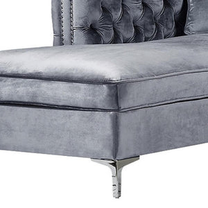 HomeRoots Gray Velvet Sectional Sofa with Chaise, Storage & Toss Pillows - Modern Luxury for Your Living Room 630404
