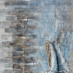 HomeRoots 5' Nautical Washable Indoor Outdoor Area Rug – Coastal Blue and Beige Design for Versatile Spaces 5' X 8' 630418