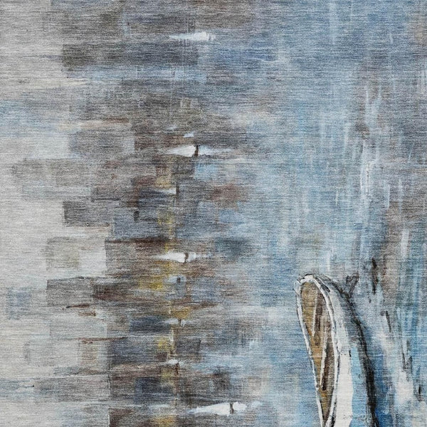 HomeRoots 5' Nautical Washable Indoor Outdoor Area Rug – Coastal Blue and Beige Design for Versatile Spaces 10' X 14' 630422