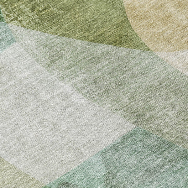 HomeRoots 5' Artichoke Green and Taupe Abstract Washable Area Rug for Stylish Indoor and Outdoor Spaces 5' X 8' 630424