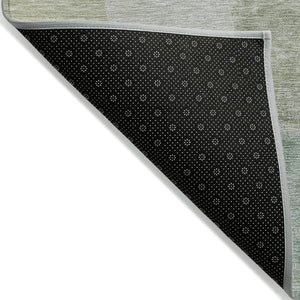 HomeRoots 5' Artichoke Green and Taupe Abstract Washable Area Rug for Stylish Indoor and Outdoor Spaces 8' X 10' 630426