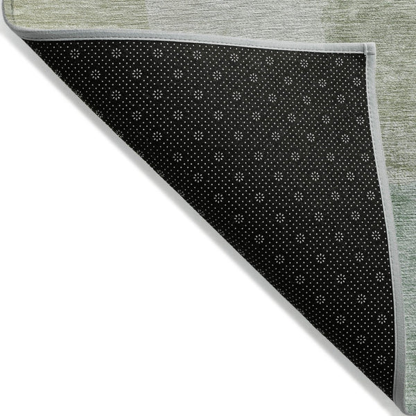 HomeRoots 5' Artichoke Green and Taupe Abstract Washable Area Rug for Stylish Indoor and Outdoor Spaces 9' X 12' 630427