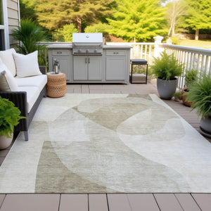 HomeRoots 5' Stylish Beige and Taupe Abstract Area Rug - Durable, Washable, Perfect for Indoor and Outdoor Use 5' X 8' 630430