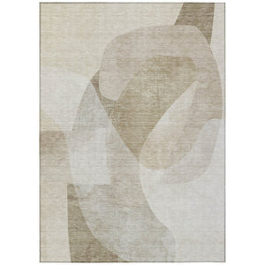 HomeRoots 5' Stylish Beige and Taupe Abstract Area Rug - Durable, Washable, Perfect for Indoor and Outdoor Use 8' X 10' 630432