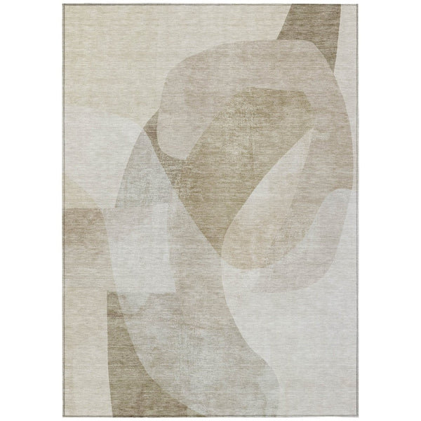 HomeRoots 5' Stylish Beige and Taupe Abstract Area Rug - Durable, Washable, Perfect for Indoor and Outdoor Use 8' X 10' 630432