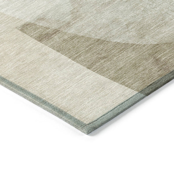 HomeRoots 5' Stylish Beige and Taupe Abstract Area Rug - Durable, Washable, Perfect for Indoor and Outdoor Use 9' X 12' 630433