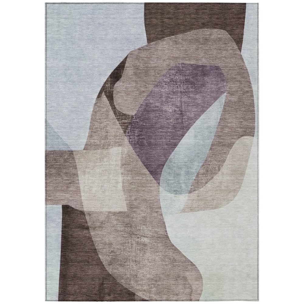 HomeRoots 5' Brown and Taupe Abstract Area Rug – Stylish, Washable, Durable for Indoor and Outdoor Spaces 5' X 8' 630442