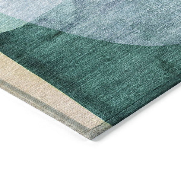 HomeRoots 5' Vibrant Green and Teal Abstract Indoor Outdoor Area Rug – Stylish, Machine Washable, Versatile Decor 8' Round 630449