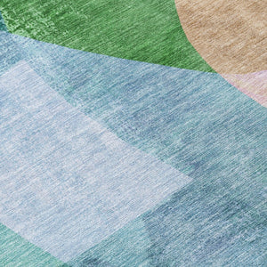 HomeRoots 5' Vibrant Green and Teal Abstract Indoor Outdoor Area Rug – Stylish, Machine Washable, Versatile Decor 9' X 12' 630451