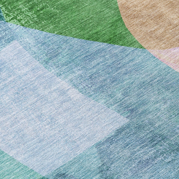 HomeRoots 5' Vibrant Green and Teal Abstract Indoor Outdoor Area Rug – Stylish, Machine Washable, Versatile Decor 9' X 12' 630451