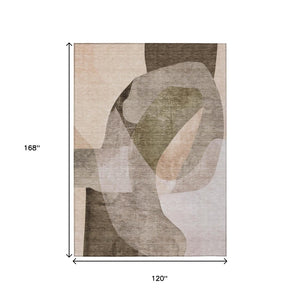 HomeRoots 5' Stylish Taupe and Beige Abstract Rug - Washable, Durable, Indoor/Outdoor Versatile Design for Any Space 10' X 14' 630464