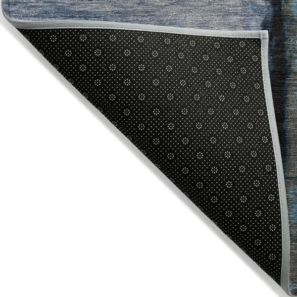 HomeRoots 5' Abstract Blue and Charcoal Washable Area Rug - Durable, Stylish Design for Indoor and Outdoor Spaces 8' Round 630467