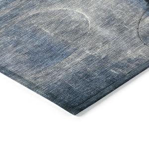 HomeRoots 5' Abstract Blue and Charcoal Washable Area Rug - Durable, Stylish Design for Indoor and Outdoor Spaces 8' Round 630467