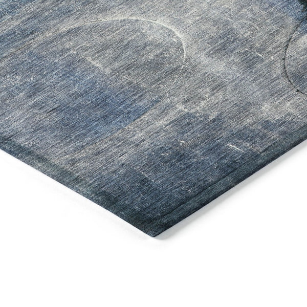 HomeRoots 5' Abstract Blue and Charcoal Washable Area Rug - Durable, Stylish Design for Indoor and Outdoor Spaces 8' Round 630467