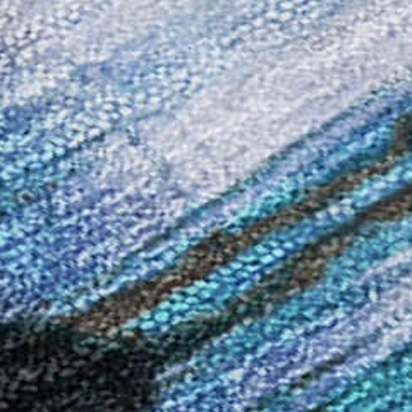 HomeRoots 5' Abstract Blue and Charcoal Washable Area Rug - Durable, Stylish Design for Indoor and Outdoor Spaces 10' X 14' 630470