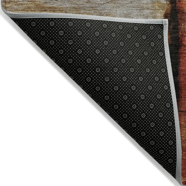 HomeRoots 5' Durable Abstract Washable Area Rug in Rust and Charcoal - Perfect for Indoor and Outdoor Spaces 5' X 8' 630472