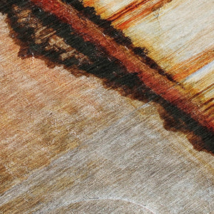 HomeRoots 5' Durable Abstract Washable Area Rug in Rust and Charcoal - Perfect for Indoor and Outdoor Spaces 8' Round 630473