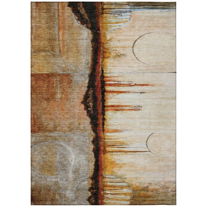 HomeRoots 5' Durable Abstract Washable Area Rug in Rust and Charcoal - Perfect for Indoor and Outdoor Spaces 8' X 10' 630474