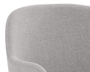 Sunpan HENSLEY Dining Armchair in Mina Warm Grey - Chic Comfort, Modern Design, Durable Metal Legs, Versatile Style 108914