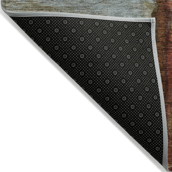 HomeRoots 5' Modern Rust and Beige Abstract Area Rug – Stylish, Washable, Durable for Indoor and Outdoor Use 8' X 10' 630480