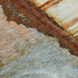 HomeRoots 5' Modern Rust and Beige Abstract Area Rug – Stylish, Washable, Durable for Indoor and Outdoor Use 8' X 10' 630480