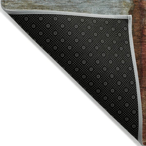 HomeRoots 5' Modern Rust and Beige Abstract Area Rug – Stylish, Washable, Durable for Indoor and Outdoor Use 9' X 12' 630481