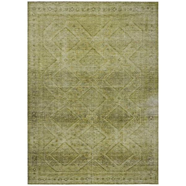 HomeRoots 5' Durable Artichoke Green and Ivory Geometric Area Rug for Stylish Indoor or Outdoor Spaces 5' X 8' 630484