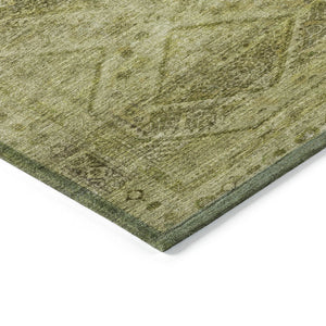 HomeRoots 5' Durable Artichoke Green and Ivory Geometric Area Rug for Stylish Indoor or Outdoor Spaces 8' Round 630485