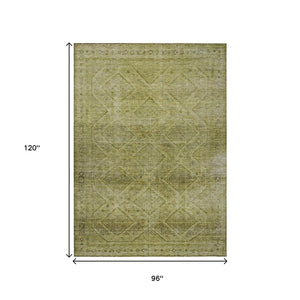 HomeRoots 5' Durable Artichoke Green and Ivory Geometric Area Rug for Stylish Indoor or Outdoor Spaces 8' X 10' 630486