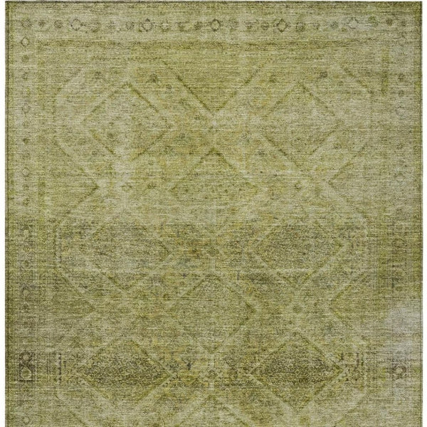 HomeRoots 5' Durable Artichoke Green and Ivory Geometric Area Rug for Stylish Indoor or Outdoor Spaces 9' X 12' 630487