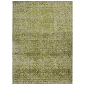 HomeRoots 5' Durable Artichoke Green and Ivory Geometric Area Rug for Stylish Indoor or Outdoor Spaces 10' X 14' 630488